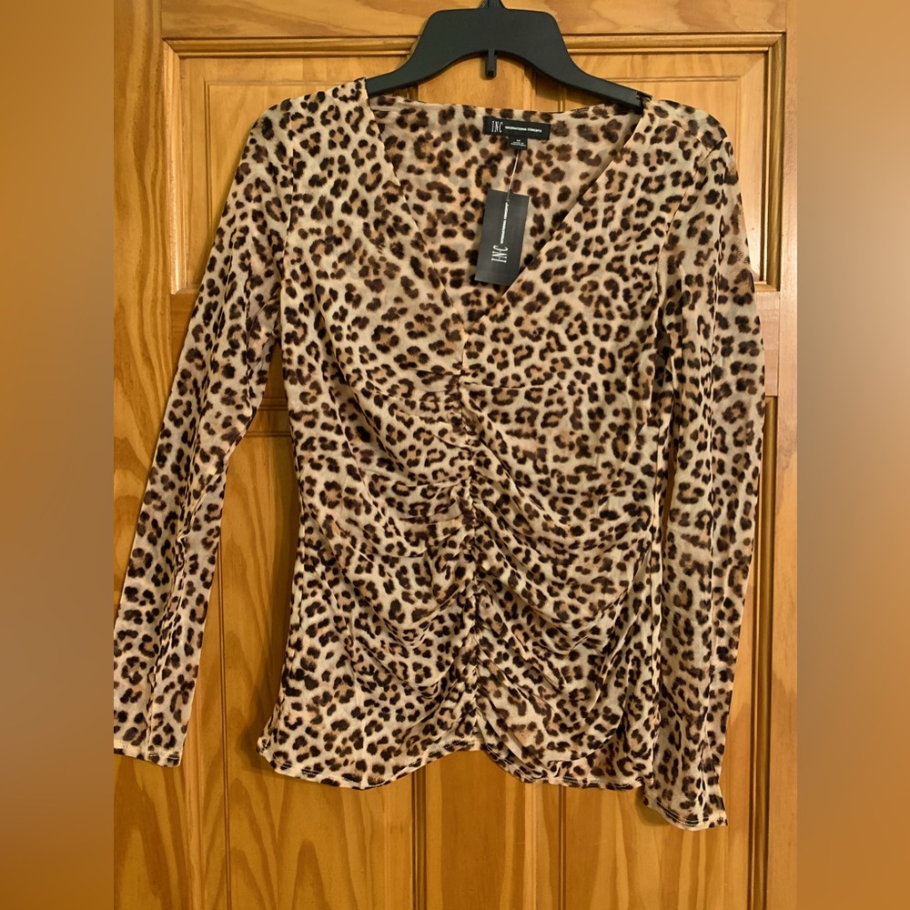 INC animal print ruched top NWT - Picture 2 of 4